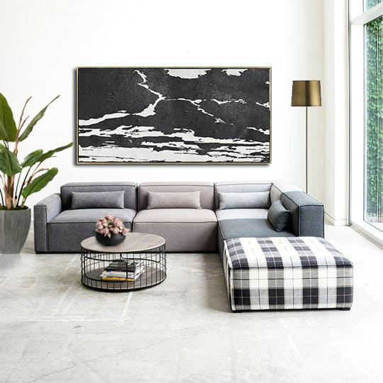 Oversized Canvas Art,Oversized Horizontal Minimal Art On Canvas - Hand Painted Aclylic Painting On Canvas